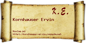 Kornhauser Ervin névjegykártya